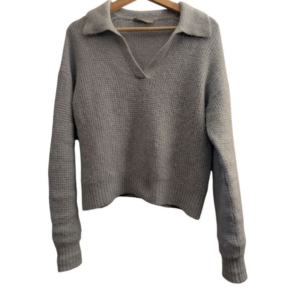 Everlane Baby Blue THE ALPACA WAFFLE-STITCH POLO Sweater S - Picture 12 of 13